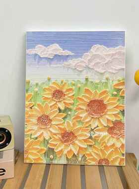 小清新花朵框画摆饰 少女心风景主题挂画 简约现代风帆布画 客厅