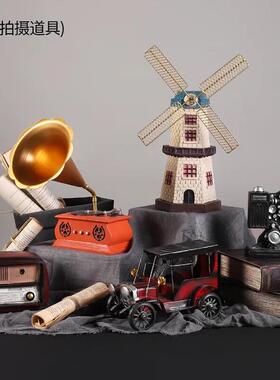 覆古小摆件留声机创意家居客厅欧式服装咖啡店店铺轻奢酒柜装饰品