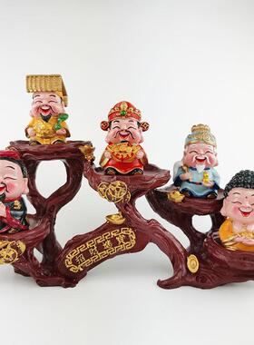 新款直销卡通财神五路财神摆件家居装饰中式商务礼品五圣君摆件财