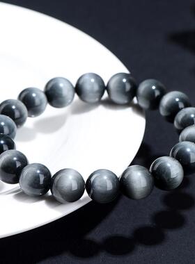 2026久雅水晶 天然鹰眼石手链 灰色虎眼石散珠 DIY饰品配件 厂家