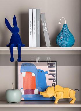 莫兰迪客厅酒店餐边柜卡通组合样板间酒店儿童房卧室书柜现代摆件