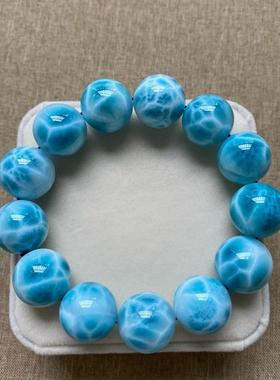 天然海纹石手链龟背纹大颗粒男女款单圈拉利玛圆珠手串规格18.4mm