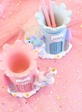 少女心可爱笔筒小学生儿童创意多功能收纳盒桌面摆件女孩生日礼物