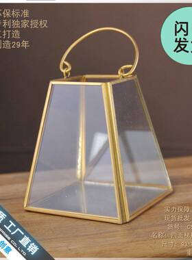 梯形小欧式手提花房风灯家居摆件玻璃罩烛台风灯家居装饰摆件