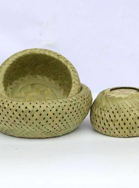 手工竹编织品竹青簸箕农家托盘鸟巢形篮子家用厨房收纳筐馒头竹筐