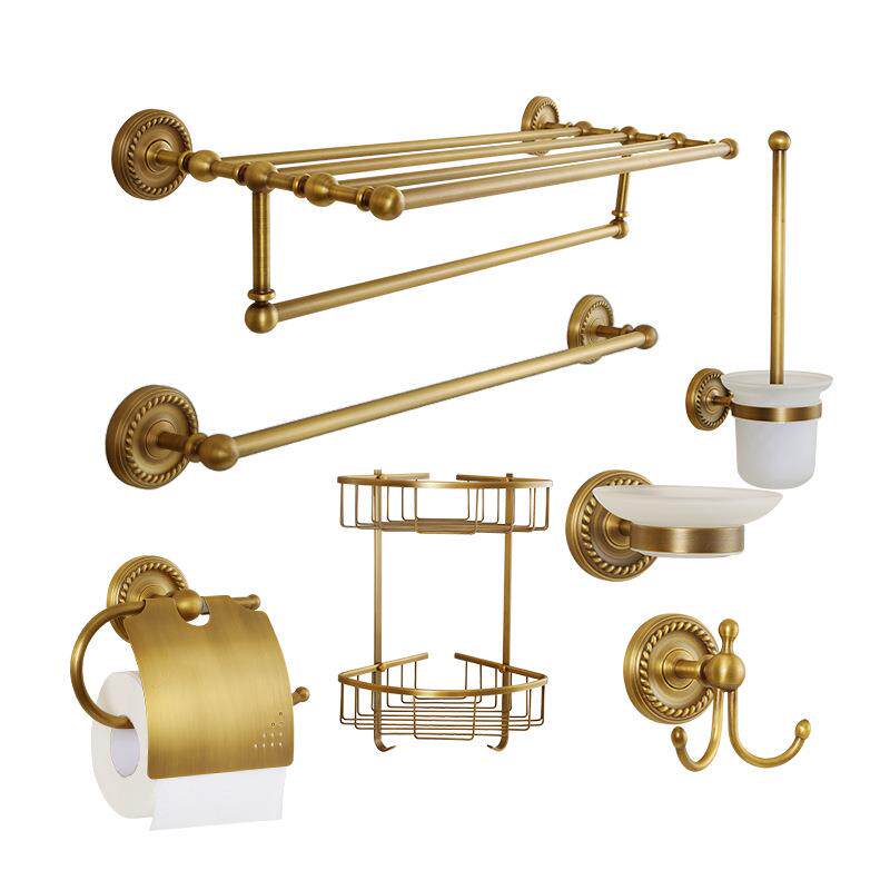 Sashuang Bathroom Copper Towel Rack Towel Rack European Antique Twist Towel Rack Antique Towel Ring Toilet Brush