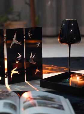 亚克力桌面屏风复古镂空燕子光影摄影道具氛围感客厅卧室装饰摆件
