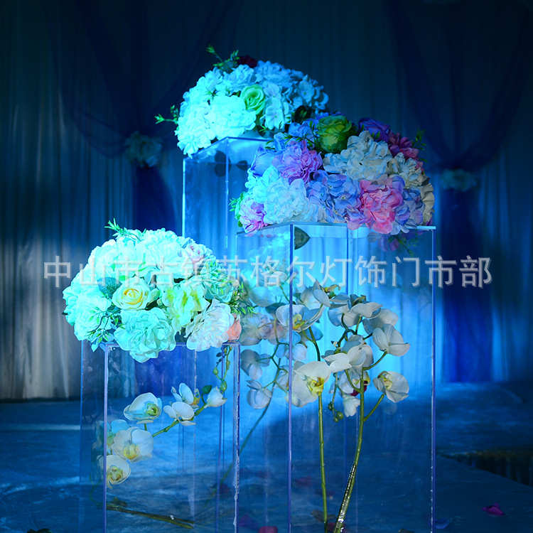 新款婚庆方筒透明水晶花柱路f引四方路引婚庆道具三件套亚克力T台 - 图2