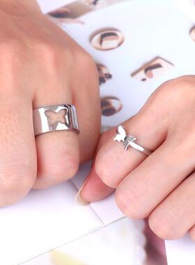 欧美跨境蝴蝶戒指套装件套 创意镂空个性朋克风情侣戒指对戒