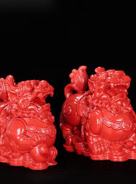 正品红款朱砂貔貅摆件宅客厅高档百财旺客厅摆件次装饰品玄关摆件