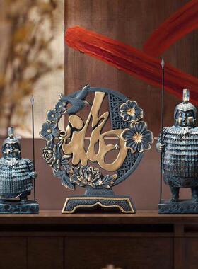 新中式家居兵马俑摆件博古架装饰品办公室桌面工艺品书柜书架摆设