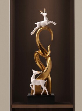 贝汉美风生水起入户玄关摆件轻奢高档客厅鹿壁龛高级感小众装饰品