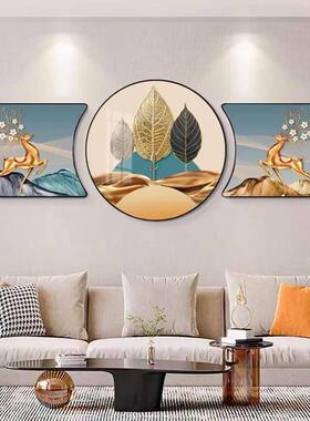 网红档珠联钻壁挂款合三联画新沙发背饰墙画轻奢高景晶瓷镶画客厅