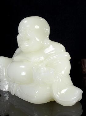 正品天然玉玉弥迁勒佛佛像大肚笑佛汉白石客厅送玄关乔开业礼店铺