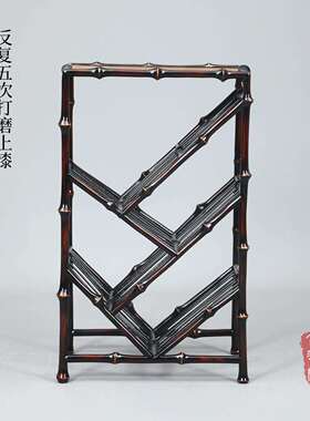 筇竹小书架落地置物架明式家具大漆茶具收纳架茶架博古架放书架子