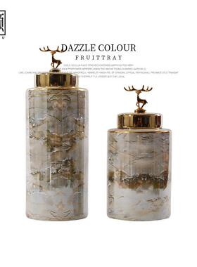 装现代几何大理石纹CZ9005S陶瓷摆件厅插花样罐摆设板间玄关客软