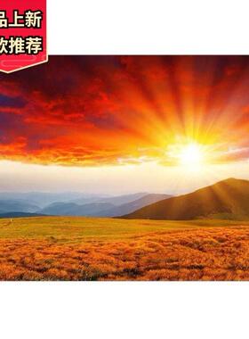日出东方装饰画红太阳海上风景旭日东升红色太阳贴画镇宅招财挂画