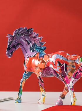 新款美柜式动物马摆家居客厅桌面RDW1017酒柜电视件骏马工品摆艺