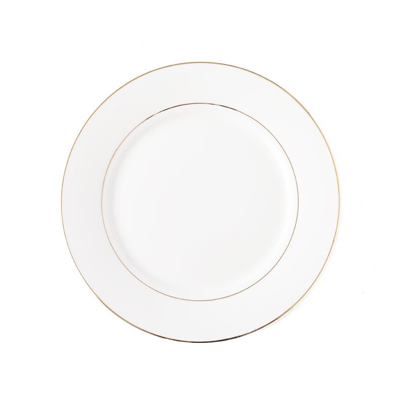 金边早餐盘圆形西餐盘家用碟子菜盘子平盘浅盘陶瓷牛排盘欧式餐具