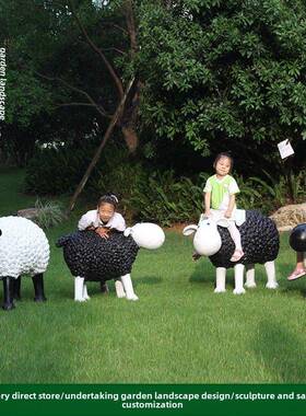 羊雕塑户外草坪装饰园林景观绿化小品玻璃钢动物雕塑社区装饰景观