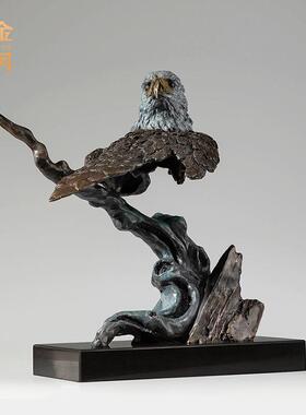铜金岁月高瞻远瞩老鹰铜器工艺品摆件办公室前台桌面装饰铜工艺品