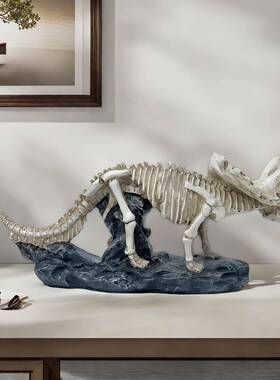 简约创意大号霸王龙恐龙化石骨架艺术摆件玄关艺术雕塑复古装饰品