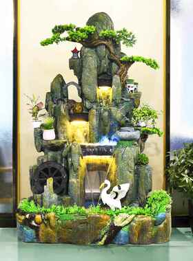 大型假山流水喷泉室内景观露台庭院鱼塘装饰瀑布高山循环水特色装