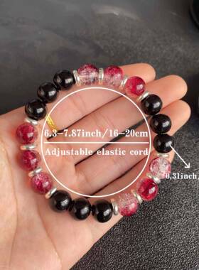 temu希音TK跨境爆款手链10mm红色渐变爆花更年期舒缓情绪平衡压