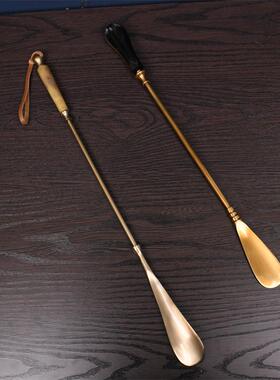 高档黄铜拔子印进口长柄金属鞋古提度鞋穿鞋器家用创意北复欧轻奢