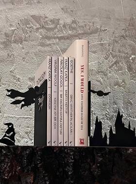 跨境伸缩书靠书立架桌面收纳黑色铁艺书夹书挡学生简易收纳书架