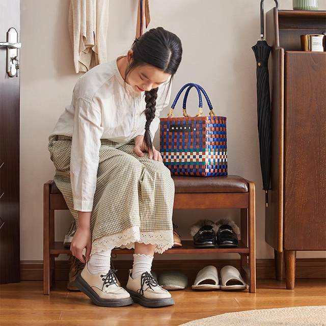 Storage stool storage stool can be used to sit on adult solid wood multi-function sofa long bench with shoe rack for home change shoe stool