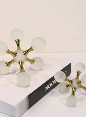 极简风格几何分子水晶摆件样板房间客厅售楼处软装陈设饰品工艺品