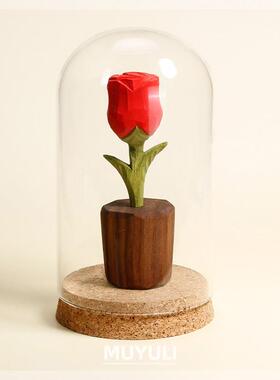 小王子的玫瑰花永生花手工木雕玫瑰花毕业生日礼物女生送男友女友