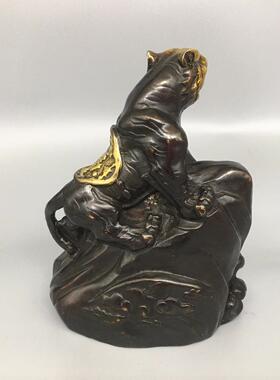 仿古包浆鎏金虎啸山河铜老虎摆件铜十二生肖虎家居装饰客厅摆件