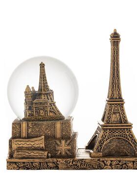 创意埃菲尔铁塔水晶球摩天轮发光音乐盒办公桌面装饰摆件毕业礼品