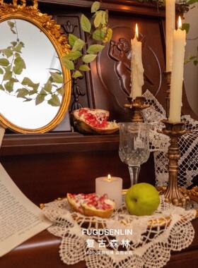 欧式覆古金色雕花镜子面玻璃托盘水果甜品盘民宿软装饰拍摄道具