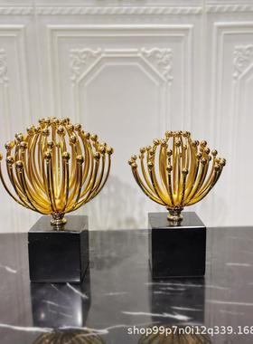 石轻创意大理电金属花蕾家居奢摆件样板房视MET19006柜店铺橱窗装