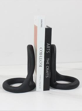 代简意环形约树脂书档书现靠样板房售楼处书创房PYT书桌装饰品摆