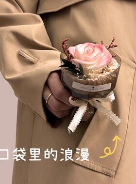 迷你口袋见面小花束玫瑰伴手礼盒生日礼物装饰向日葵永生花仿真花