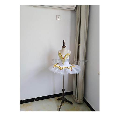 正品儿童芭蕾舞蹈裙小鹅亮片女童裙表演服软纱天裙新款幼儿蓬蓬练 - 图1