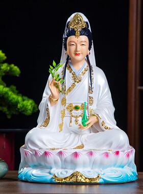 新款妙善观音菩萨树脂佛像家用客厅观世音白色观世音菩萨摆件