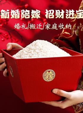 老式红色米斗结婚木升子四方招财进宝斗金装饰客厅婚庆用品大全