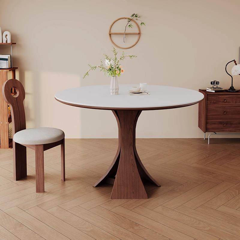 中古风岩板圆桌德利丰现代简约家用北欧复古黑色实木餐桌椅组合,淘宝优惠券,粉丝福利购,淘宝优惠卷