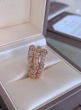 公价13.2万】99新宝格丽窄版玫瑰金三环满天星蛇戒指尺码咨询正品