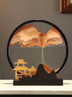 新款直销创意沙漏流沙画摆件艺术轻奢装饰品客厅桌面办公室电视柜