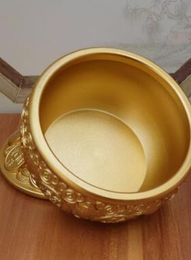 黄铜带盖金蟾聚宝盆招财摆件客厅店铺装饰品存钱罐开业送礼品摆件