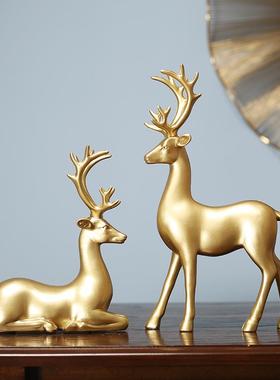 欧式情侣鹿电视柜动物摆件创意工艺品个性礼物客厅酒柜装饰品摆设