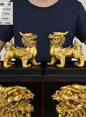 高档貔貅摆件一对公母招皮铜丘铜貔貅财户客制入厅办公室开业礼品