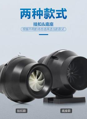 鸿冠变频斜流风机4寸100抽排风机工业管道式增压加压送风高效增压