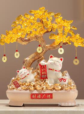 新中招财猫摆件客厅办公室发前台财源广进收银台式招财装饰品开业